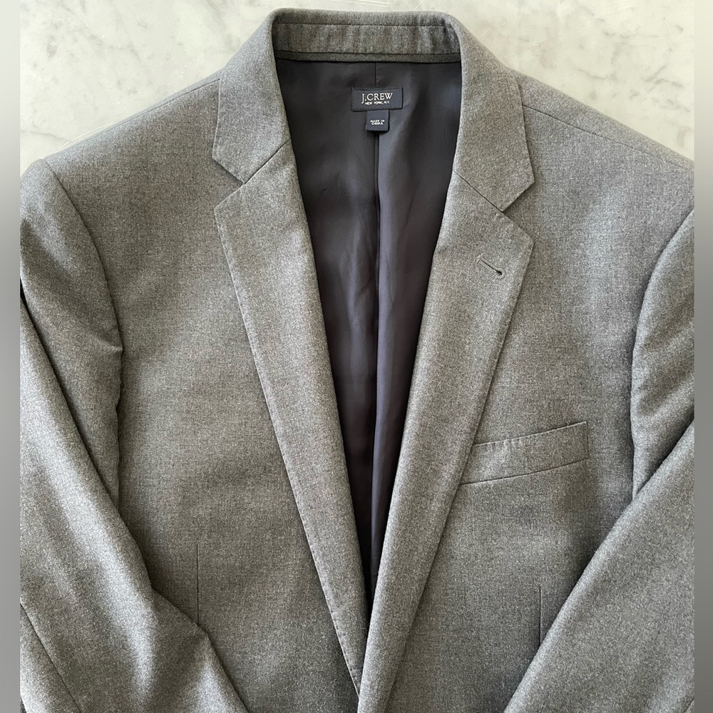 Grey J.Crew Ludlow Blazer in Super 130’s Wool from Loro Piana, Size 40R